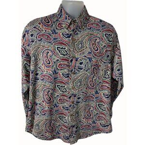 Cambridge Classics Mens Medium Multicolor Paisley Button Up Long Sleeve Shirt